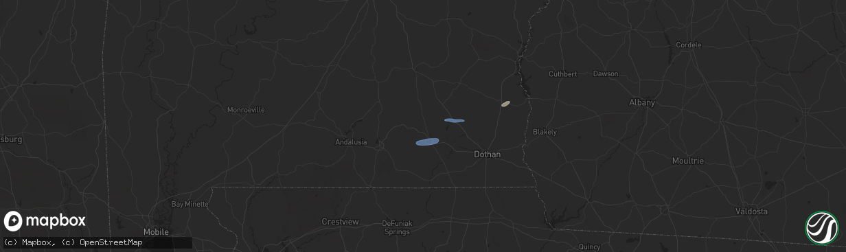 Hail map in New Brockton, AL on January 25, 2026