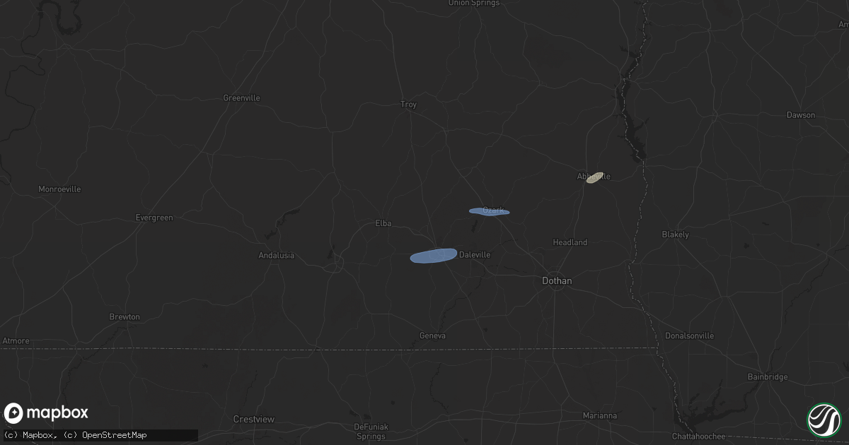 Hail map in New Brockton, AL on January 25, 2026