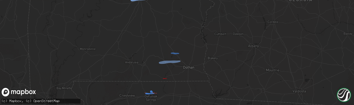 Hail map in Ozark, AL on January 25, 2026