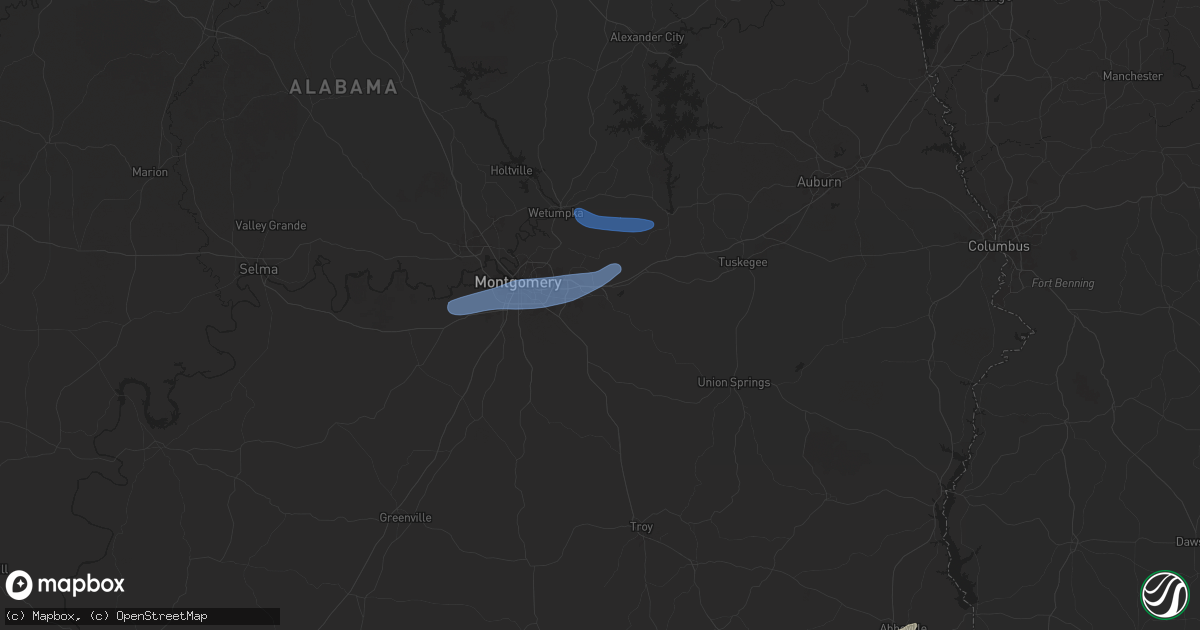 Hail map in Pike Road, AL on January 25, 2026