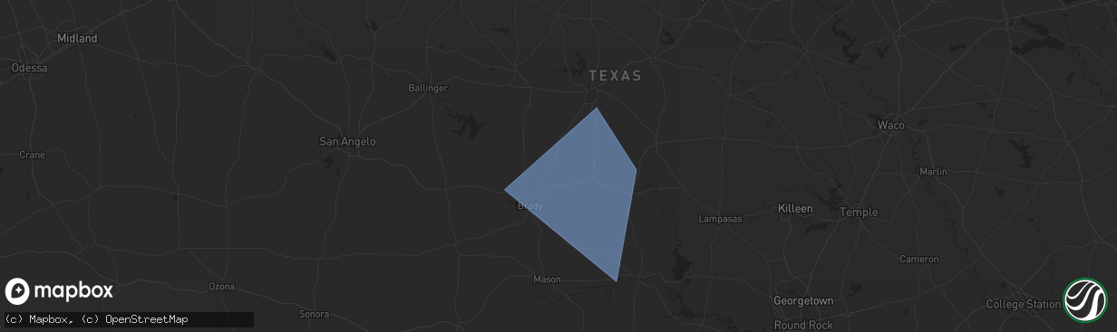 Hail map in Rochelle, TX on January 25, 2026