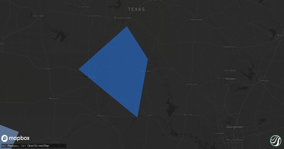 Hail map in San Saba, TX on January 25, 2026