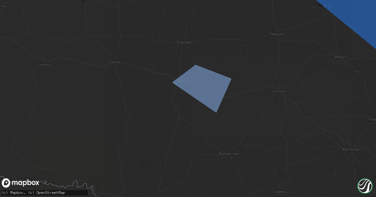 Hail map in Sonora, TX on January 25, 2026
