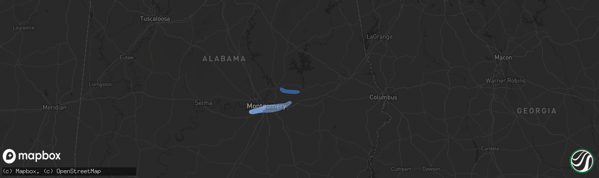 Hail map in Tallassee, AL on January 25, 2026