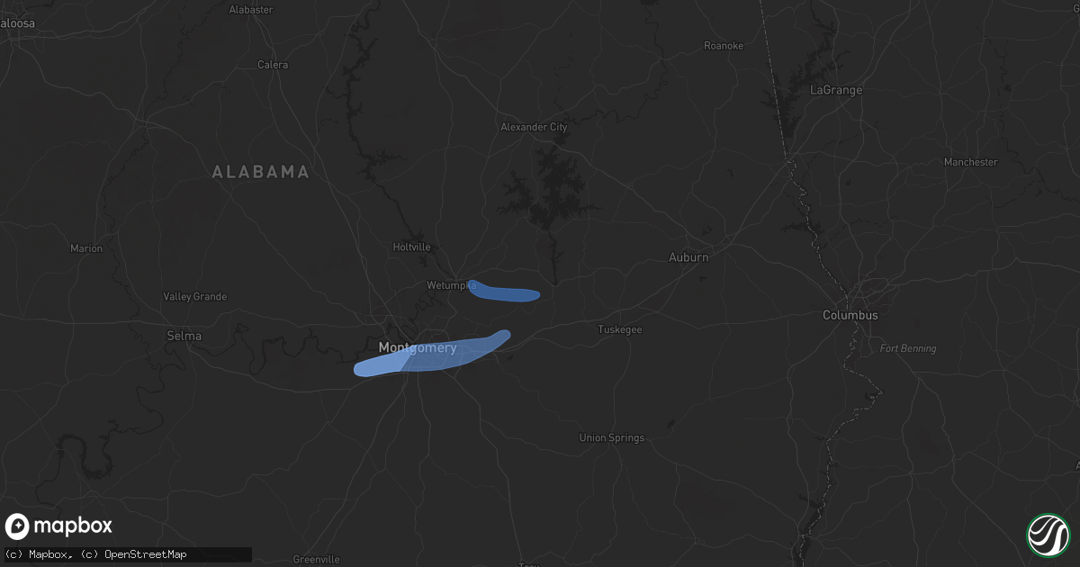 Hail map in Tallassee, AL on January 25, 2026