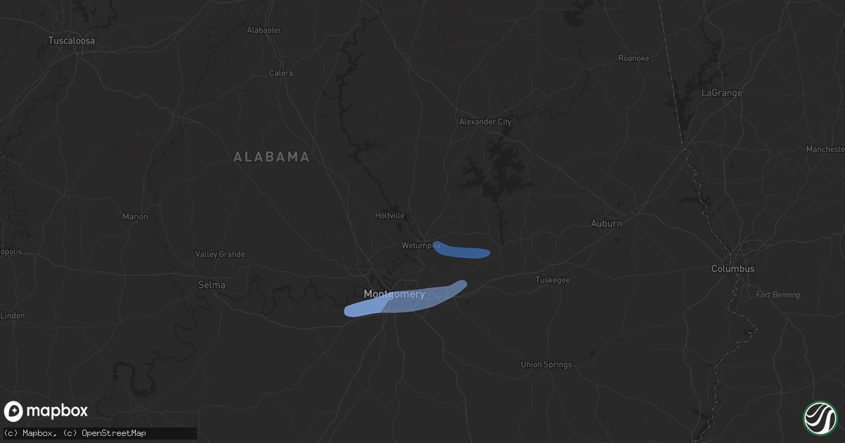 Hail map in Wetumpka, AL on January 25, 2026