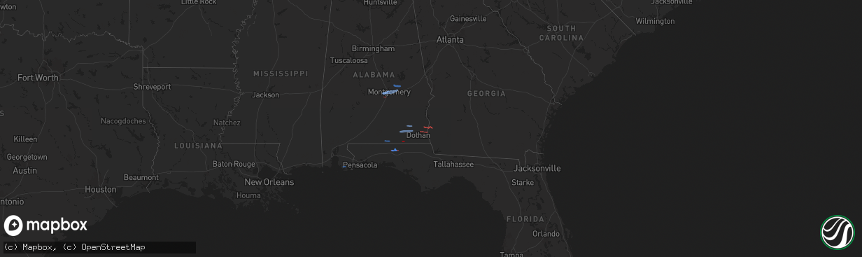 Hail map on January 25, 2026