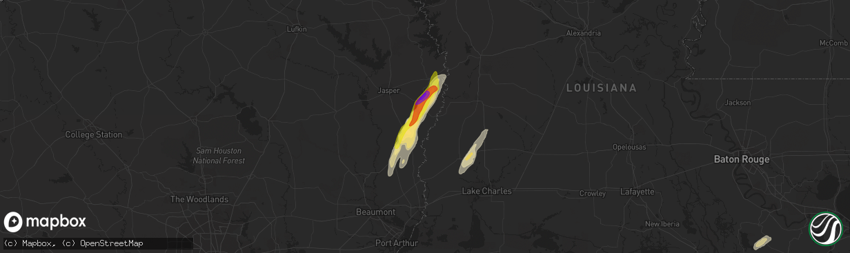 Hail map in Bon Wier, TX on January 26, 2024