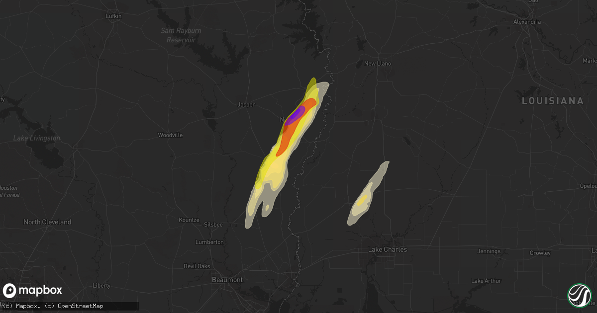 Hail map in Bon Wier, TX on January 26, 2024