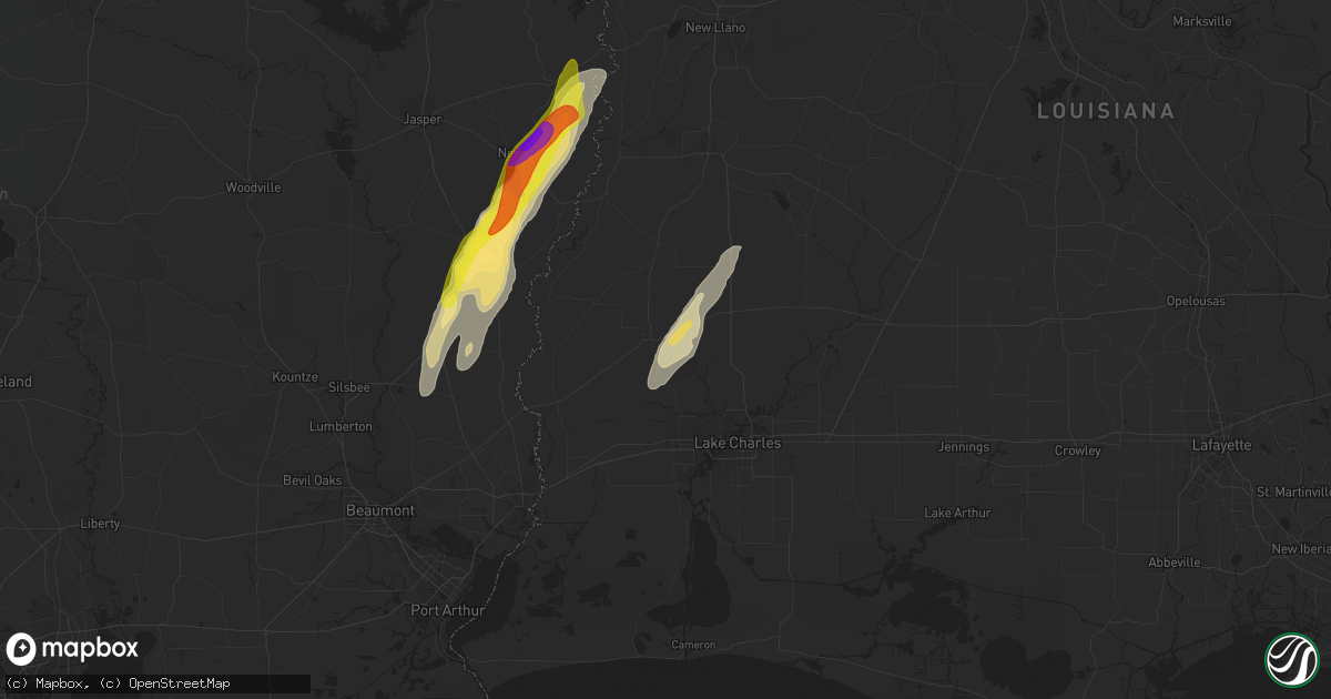 Hail map in Dequincy, LA on January 26, 2024