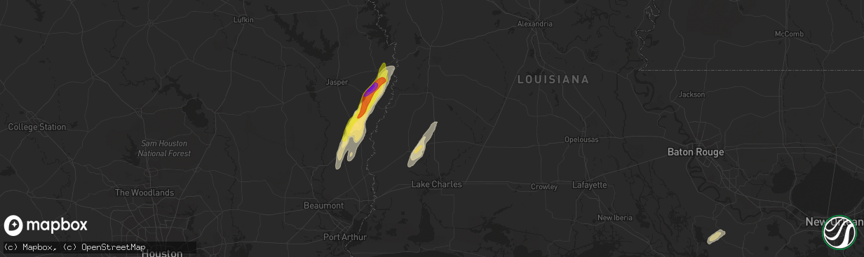 Hail map in Longville, LA on January 26, 2024