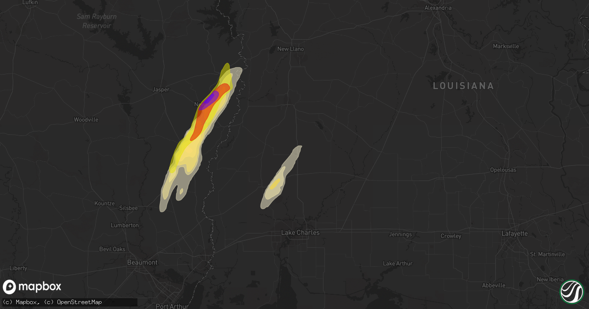 Hail map in Longville, LA on January 26, 2024