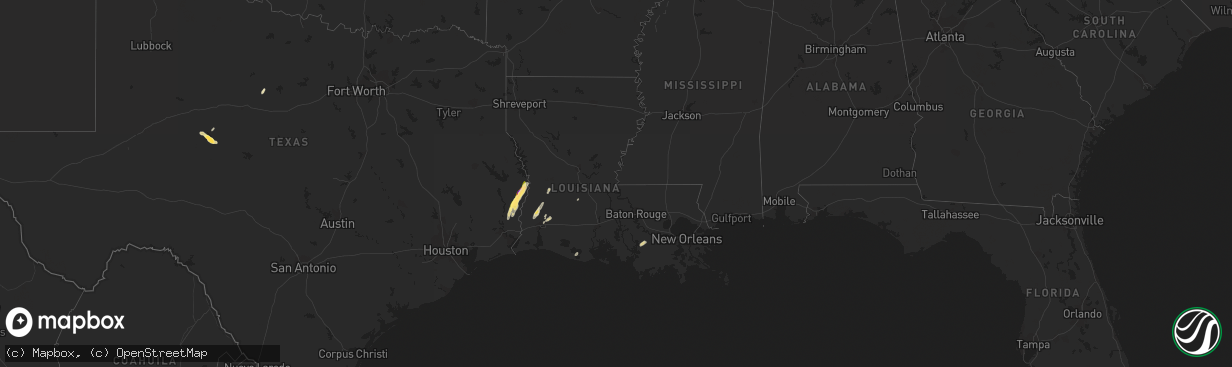 Hail map in Louisiana on January 26, 2024