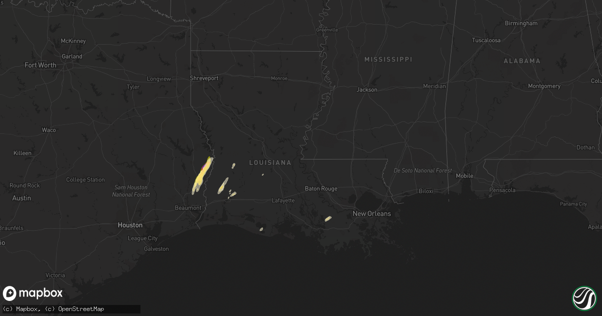 Hail map in Louisiana on January 26, 2024