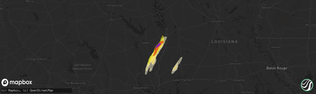 Hail map in Newton, TX on January 26, 2024