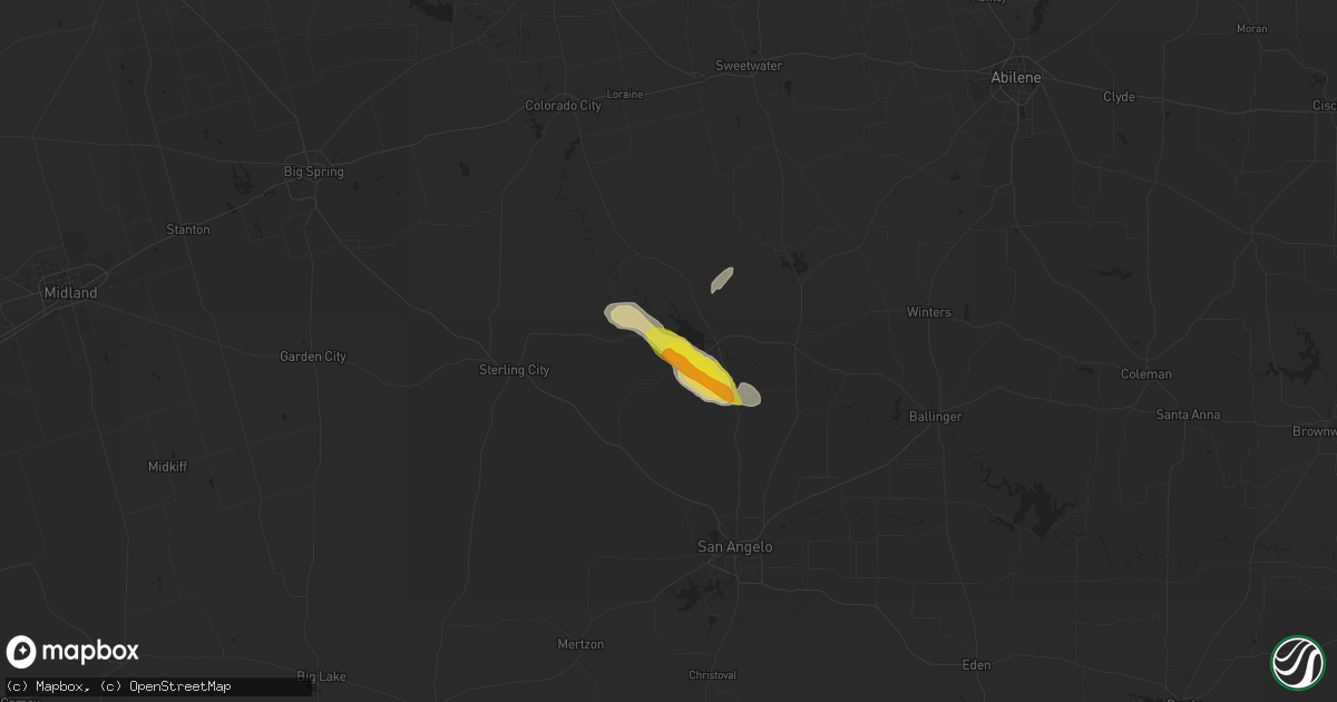 Hail map in Robert Lee, TX on January 26, 2024
