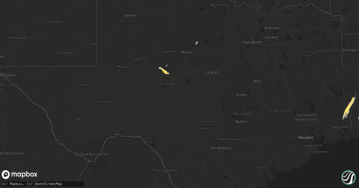 Hail map in Texas on January 26, 2024