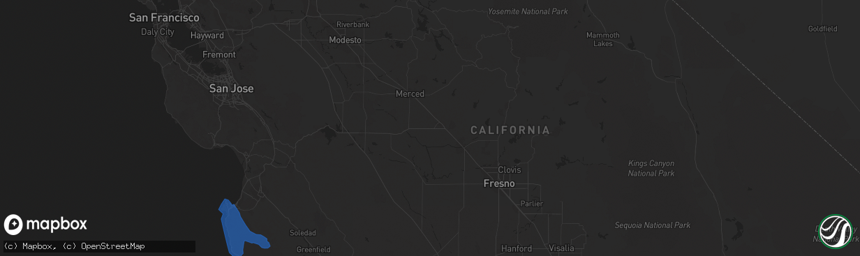 Hail map in Galt, CA on January 27, 2021