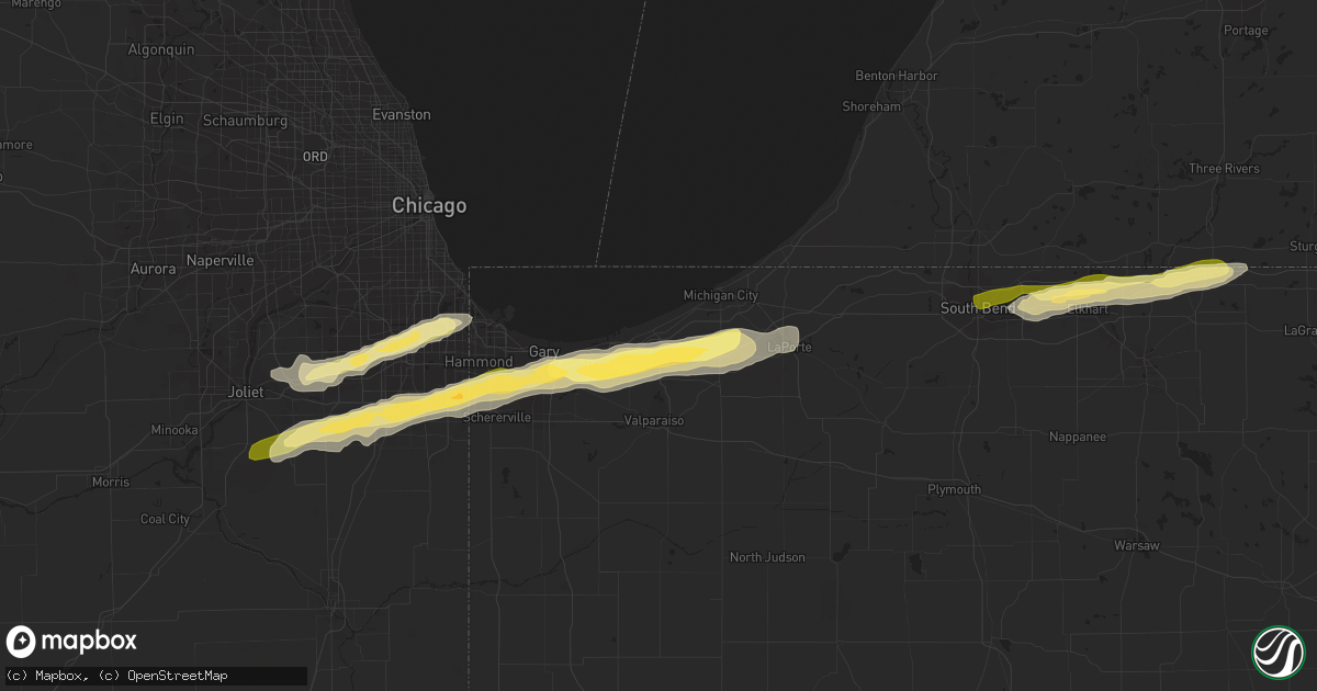 Hail map in Chesterton, IN on January 28, 2013