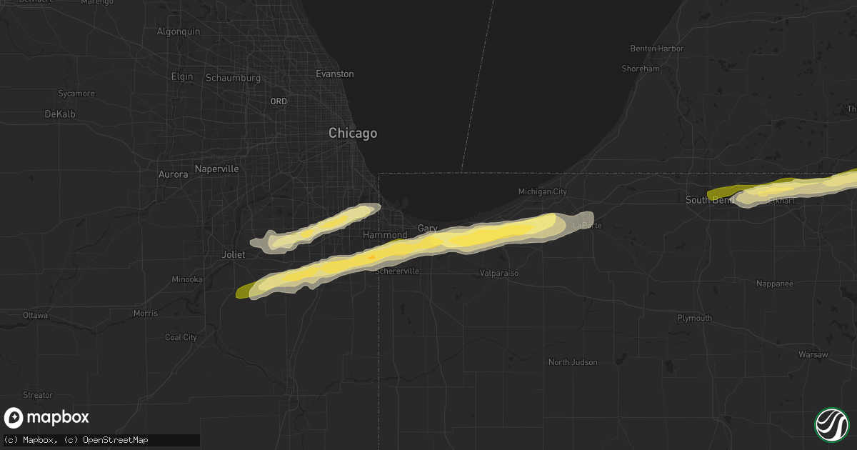 Hail map in Gary, IN on January 28, 2013