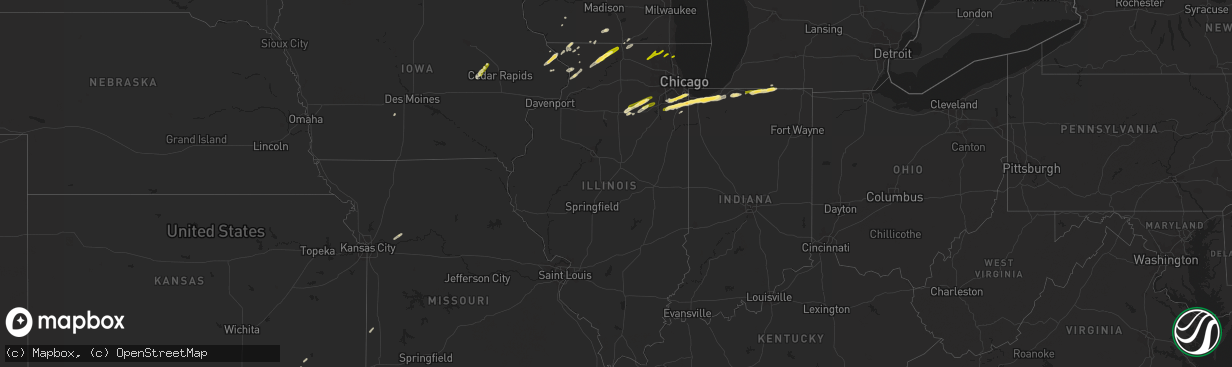 Hail map in Illinois on January 28, 2013