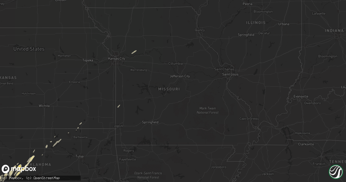 Hail map in Missouri on January 28, 2013