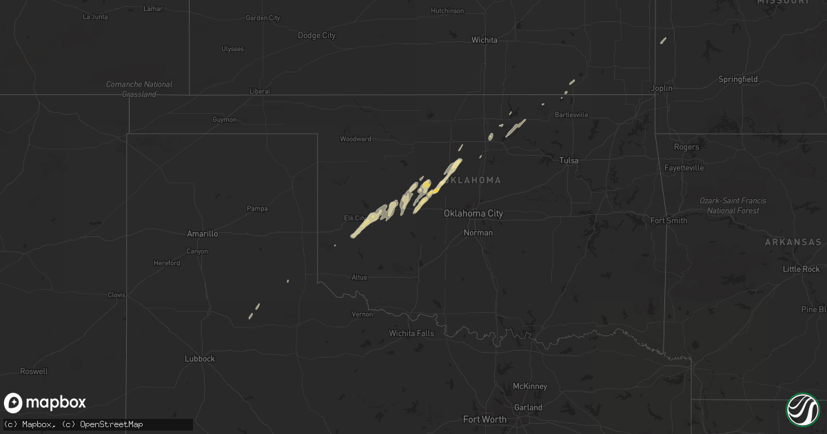 Hail map in Oklahoma on January 28, 2013