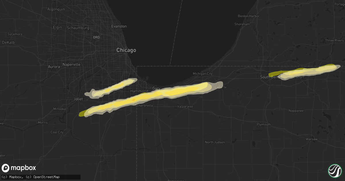 Hail map in Portage, IN on January 28, 2013