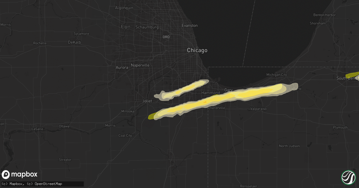 Hail map in Tinley Park, IL on January 28, 2013