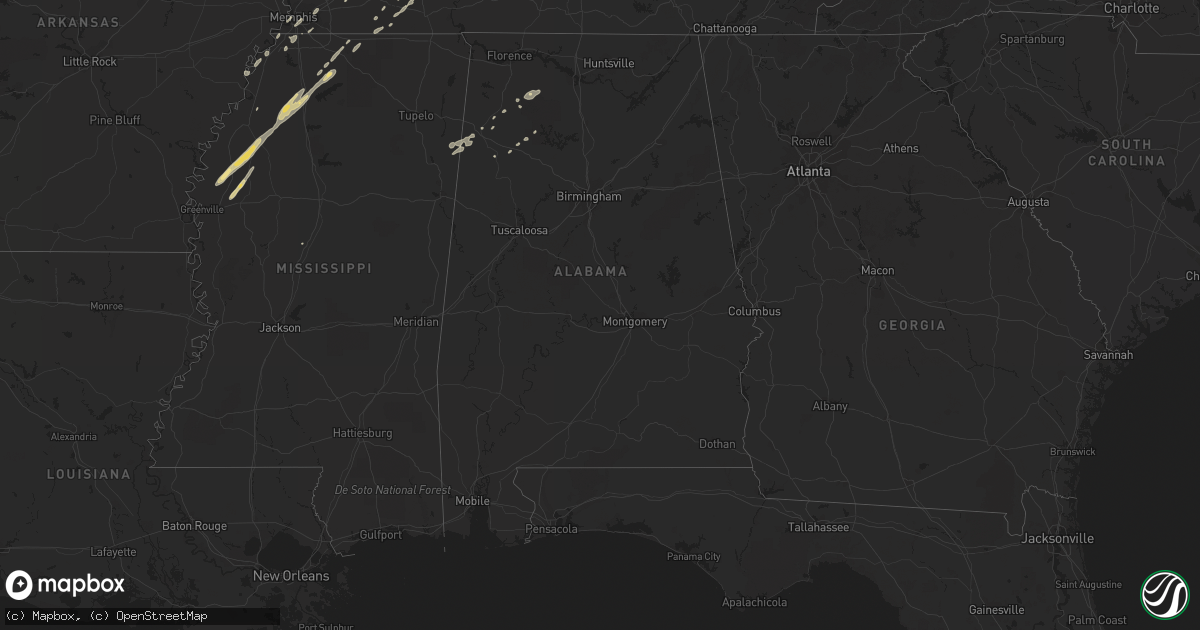 Hail map in Alabama on January 29, 2013