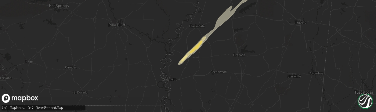 Hail map in Cleveland, MS on January 29, 2013