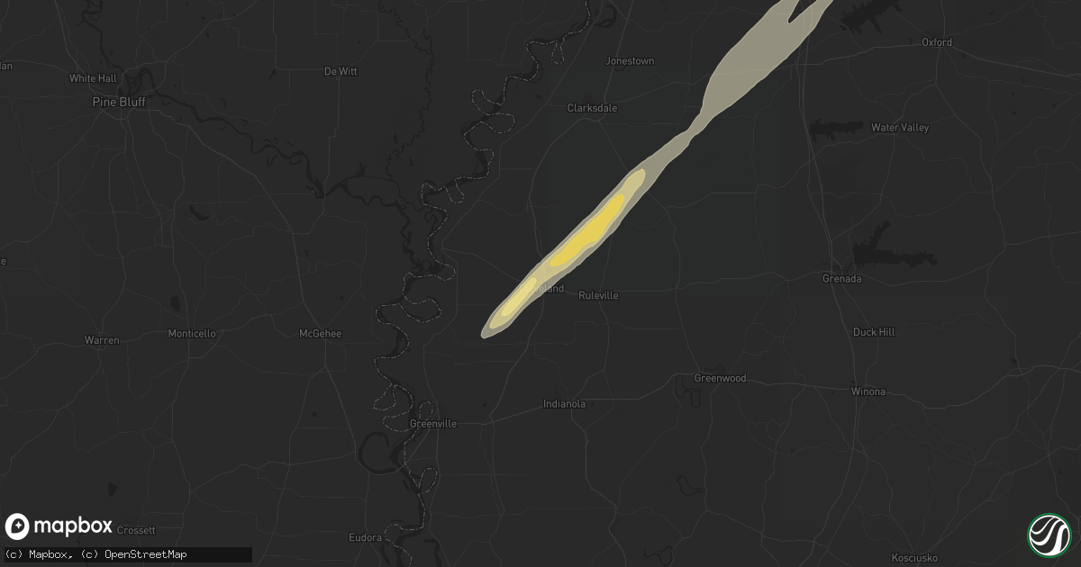 Hail map in Cleveland, MS on January 29, 2013