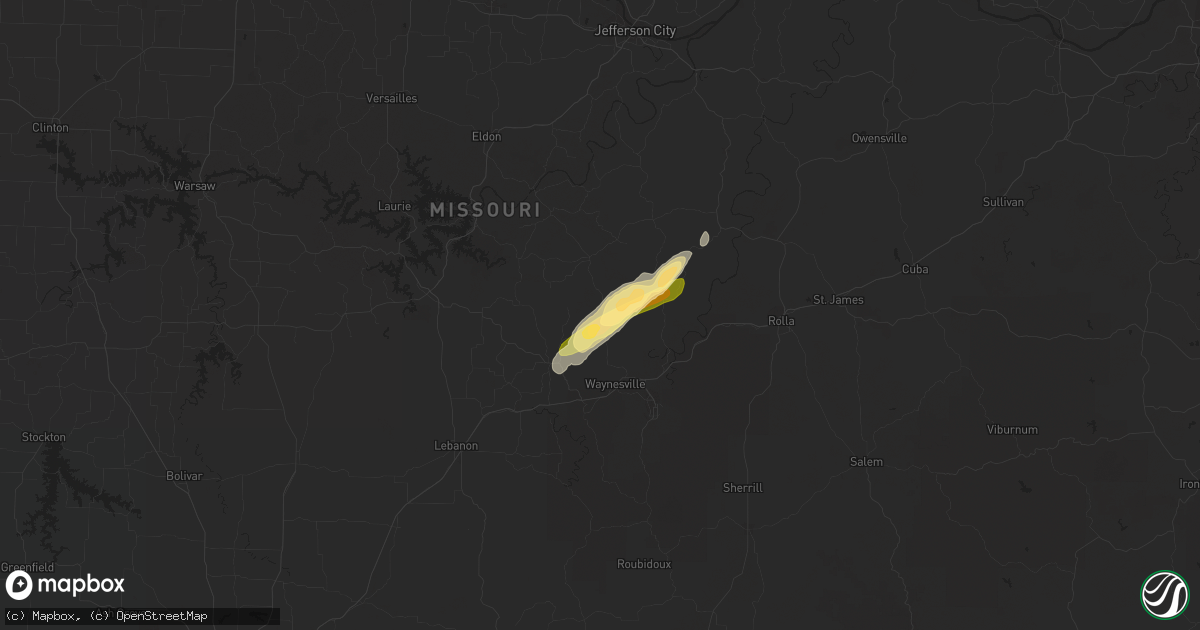 Hail map in Crocker, MO on January 29, 2013