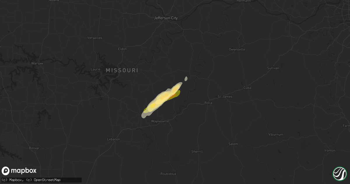 Hail map in Dixon, MO on January 29, 2013