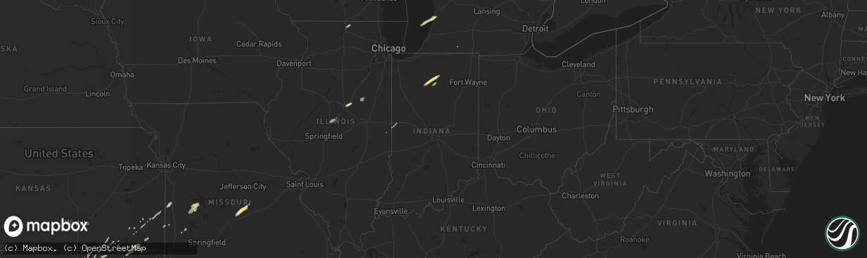 Hail map in Indiana on January 29, 2013