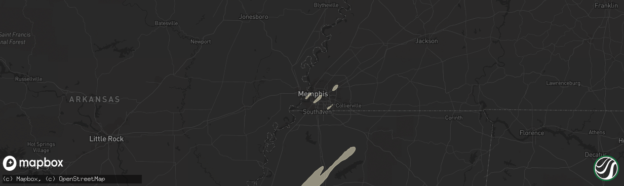 Hail map in Memphis, TN on January 29, 2013