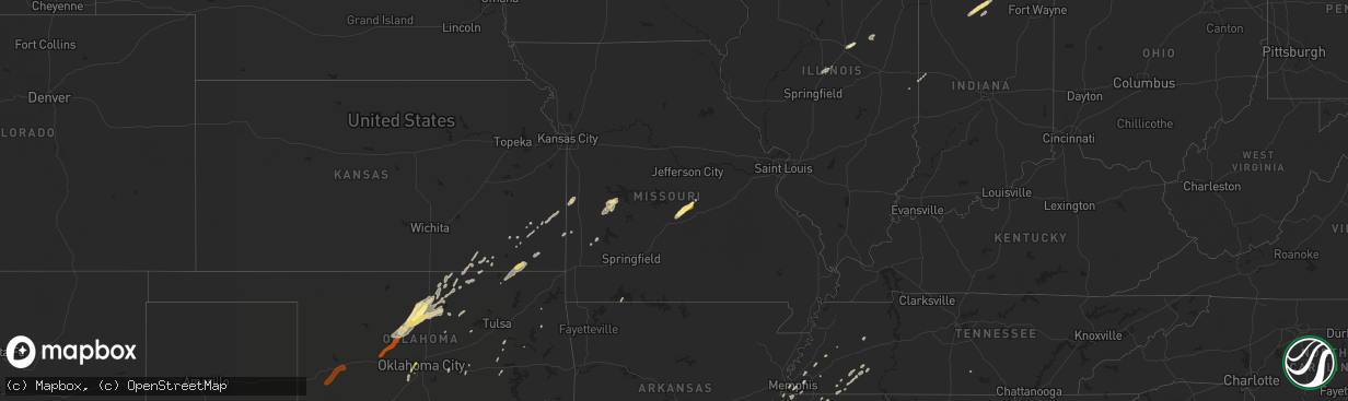 Hail map in Missouri on January 29, 2013