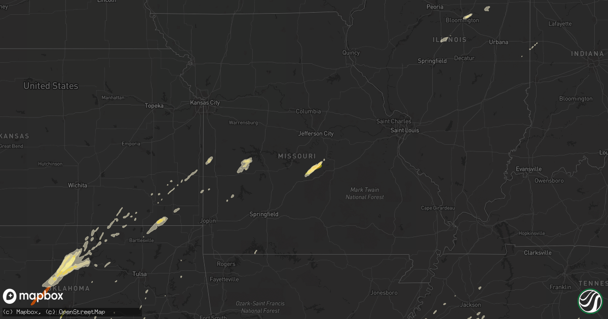 Hail map in Missouri on January 29, 2013