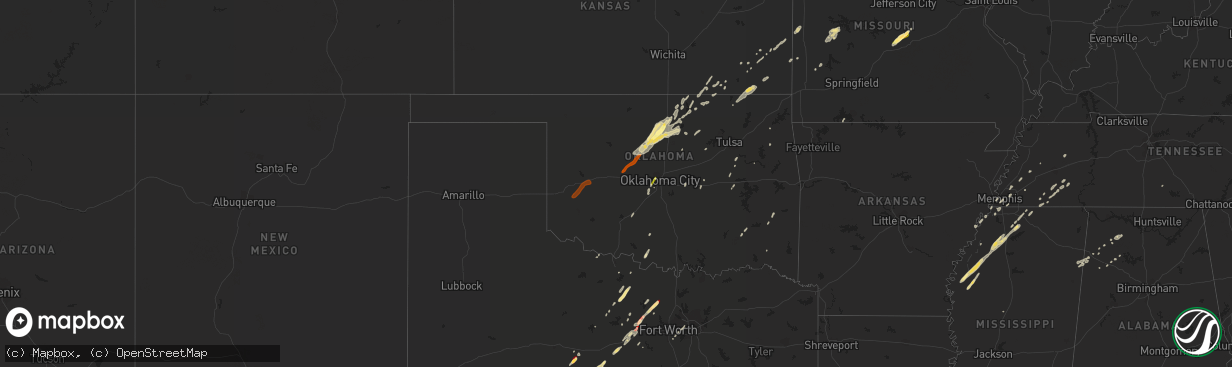 Hail map in Oklahoma on January 29, 2013