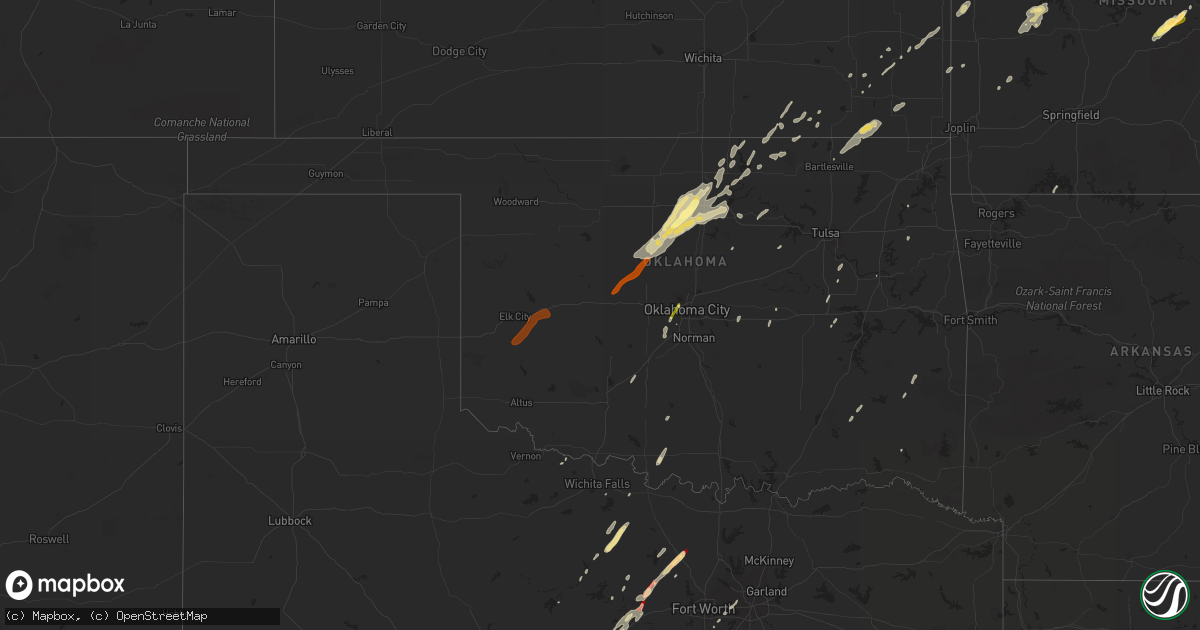 Hail map in Oklahoma on January 29, 2013