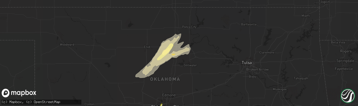 Hail map in Perry, OK on January 29, 2013