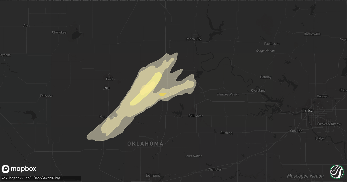 Hail map in Perry, OK on January 29, 2013