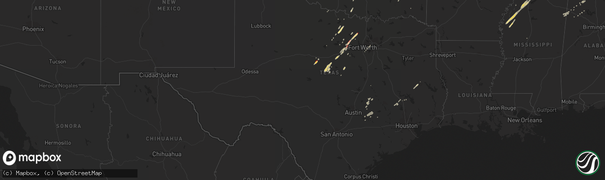 Hail map in Texas on January 29, 2013