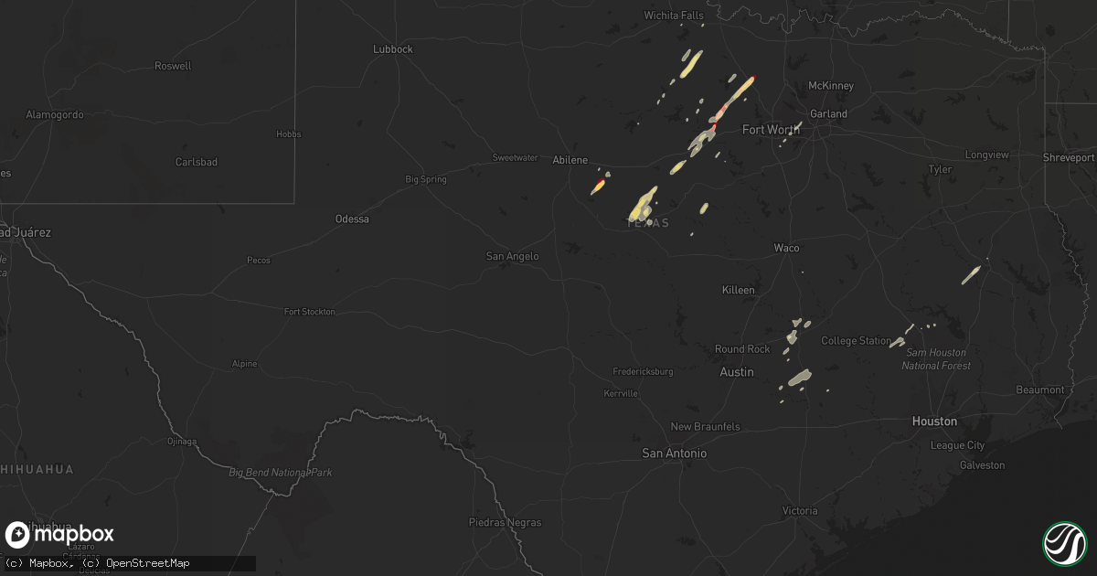 Hail map in Texas on January 29, 2013
