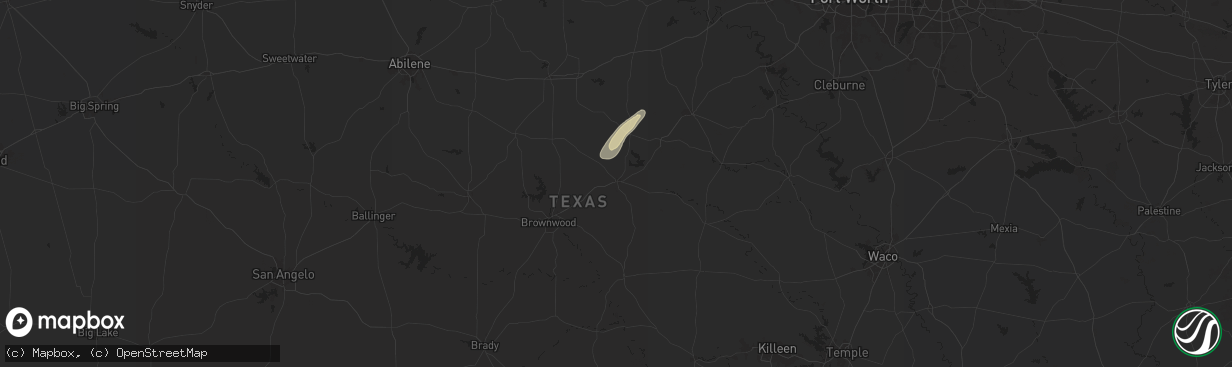 Hail map in Comanche, TX on January 29, 2025