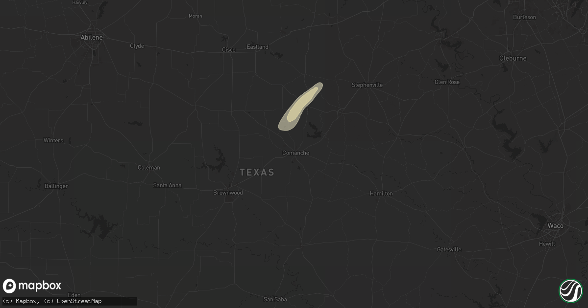 Hail map in Comanche, TX on January 29, 2025