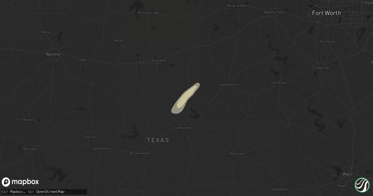 Hail map in De Leon, TX on January 29, 2025