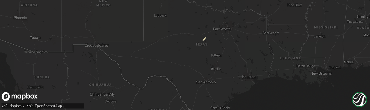 Hail map in Texas on January 29, 2025