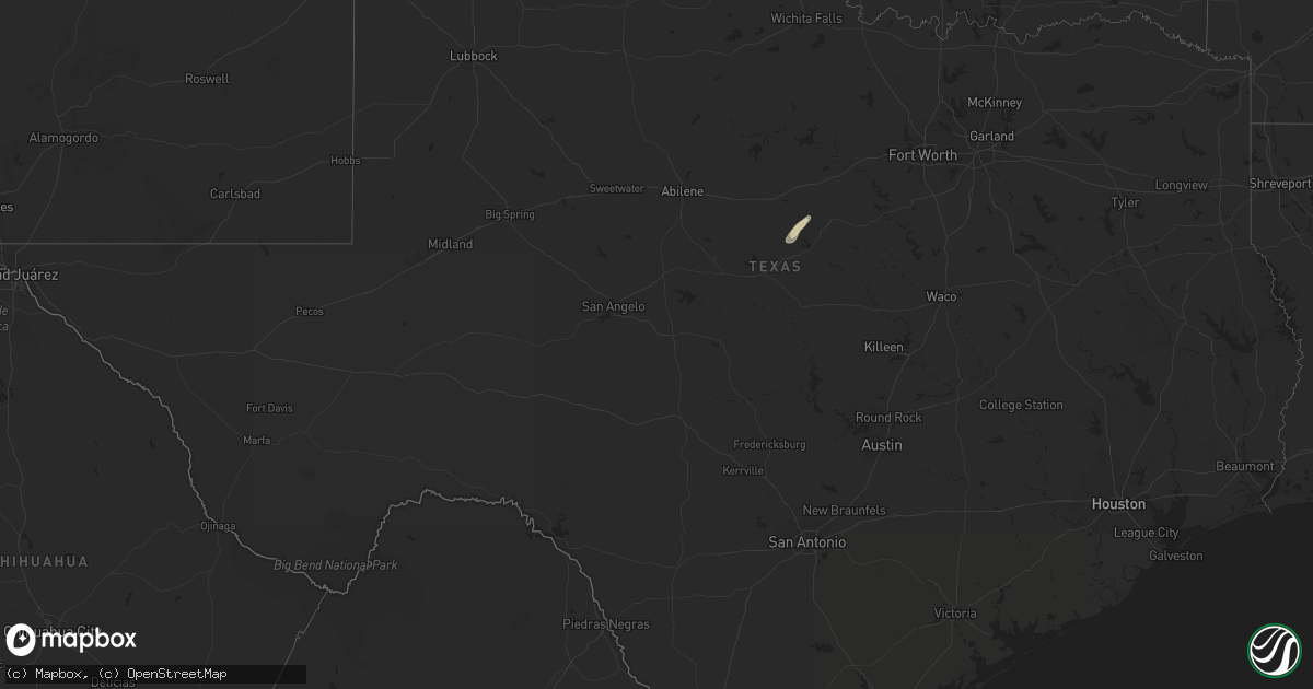 Hail map in Texas on January 29, 2025
