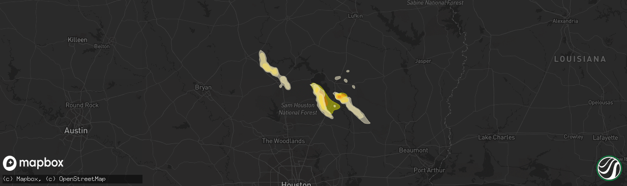 Hail map in Coldspring, TX on January 30, 2011